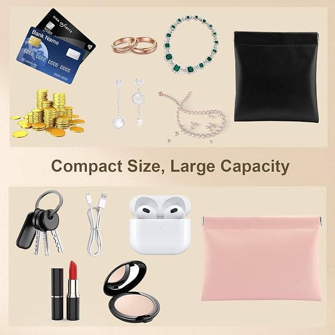 2 PCS Small Makeup Bag for Purse, mini Coin Purse for Women Lipstick Cosmetic Accessories Organizer, Mini Portable Cosmetic Bags, small Travel Kit Storage Pouch (1 Medium, 1 small), LQB-BC