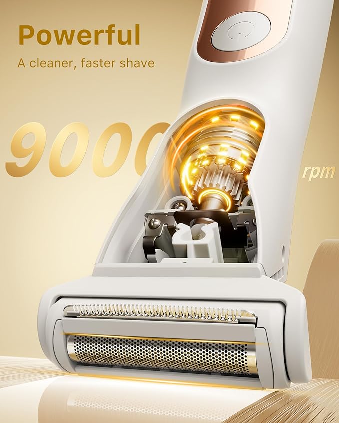 New Bikini Trimmer for Women [LED Light & Diaplay] Electric Foil Shaver for Men, Body Hair Trimmer for Face, Groin, Arm, Back, Wet/Dry Painless Groomer with Ceramic Blade,Travel Razor, White