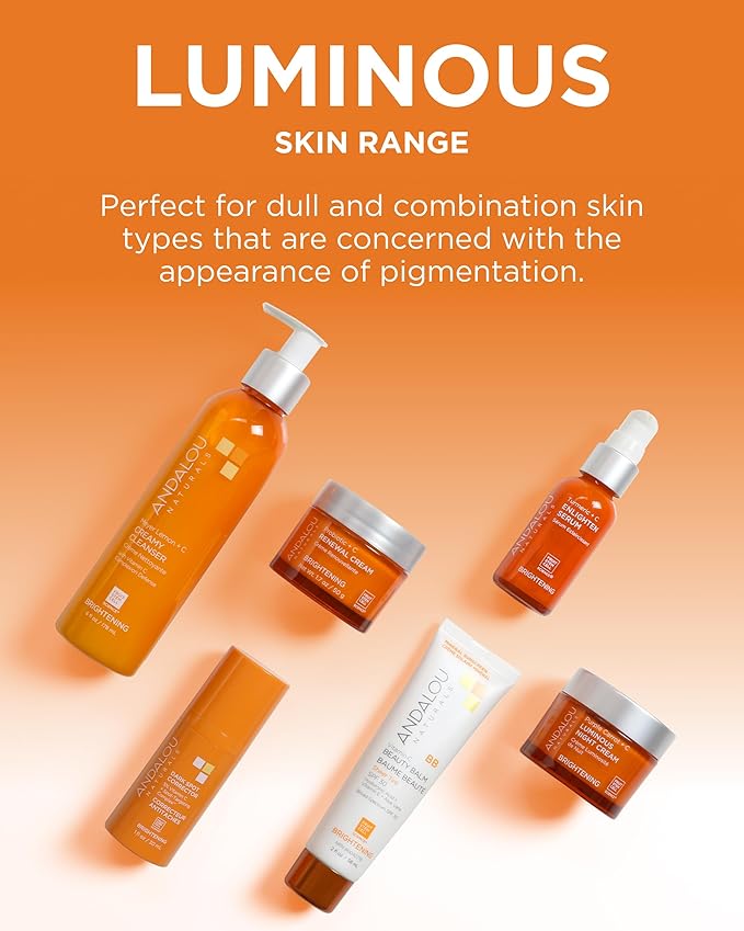 Andalou Naturals Brightening Meyer Lemon + Vitamin C Creamy Cleanser | Gentle Face Wash to Even Tone & Boost Glow | Aloe Vera & Natural Ingredients | For Dull Skin | 6 oz