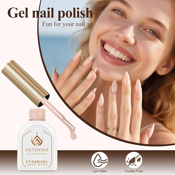 Artdone Gel Nail Polish Hema-free Solid Color light Nnude Color For All Seasons Neutral Soak Off LED Lamp Needed For Manicure Nail Art
