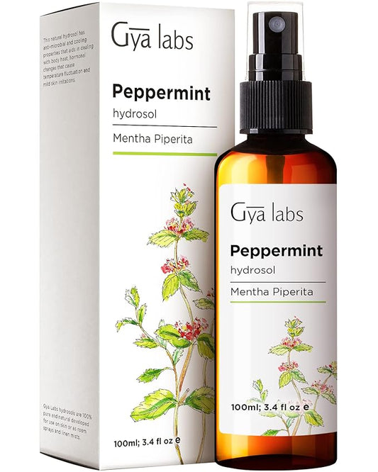 Gya Labs Peppermint Hydrosol - 3.4 Fl Oz - Face & Body Mist for Skin Toner & Hair Refresher - As Pillow, Room & Linen Spray for Fresh Scent
