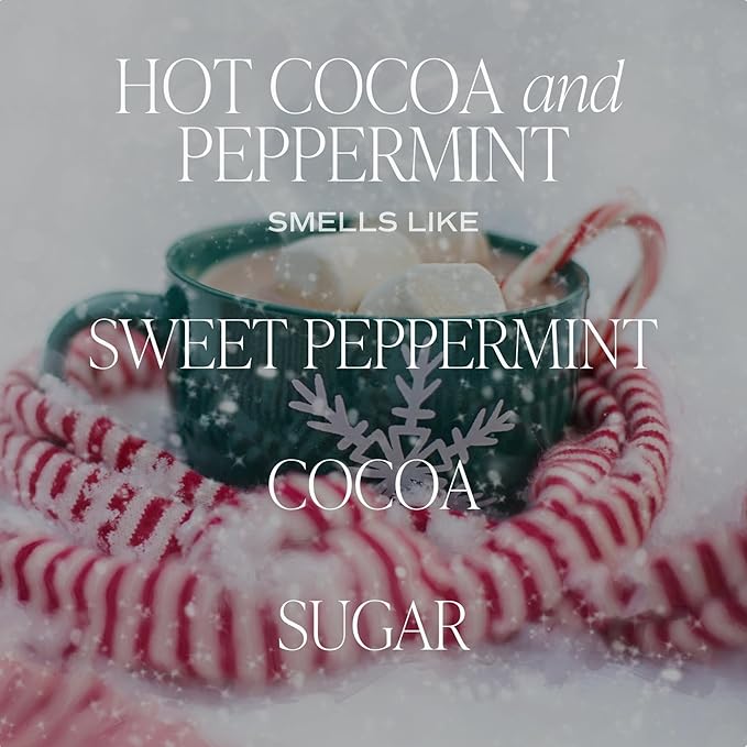 Sweet Water Decor Hot Cocoa and Peppermint Soy Candle - Chocolate, Peppermint, and Vanilla Holiday Scented Candles for Home - 9oz Clear Jar Candle with Gold Lid, 40+ Hour Burn Time, Made in The USA