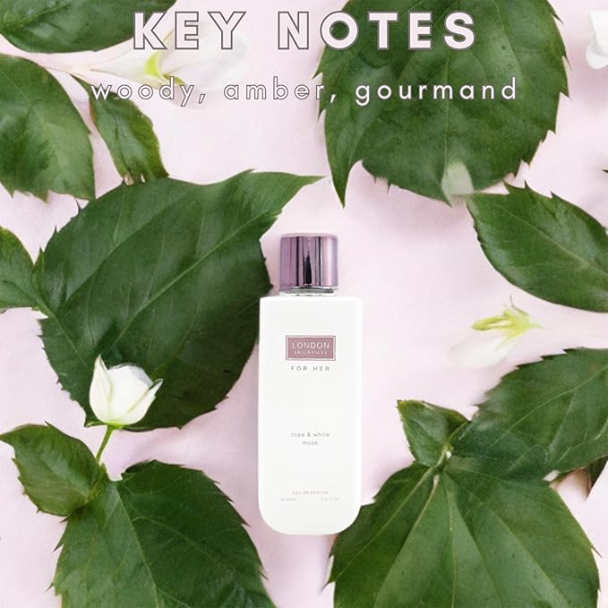London Fragrances Rose and White Musk - Perfumes for Women - Womens Fragrances - Gourmand Vanilla Notes - 3.4 oz EDP Spray
