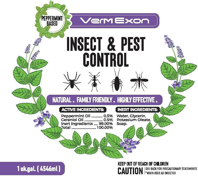 Peppermint Oil Insect & Pest Control Spray – 128oz Natural Plant-Based Bug Killer for Spiders, Ants, Flies, and Other Insects, Safe for Home & Kitchen Use