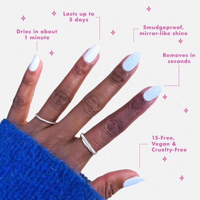 Olive & June Quick Dry Nail Polish | Instant, Fast-Drying, Smudgeproof Color | 15-free, Vegan, Cruelty-Free Formula | Lasts up to 5 Days | Salon-Quality Manicure, Pedicure at Home | Swan Opaque White