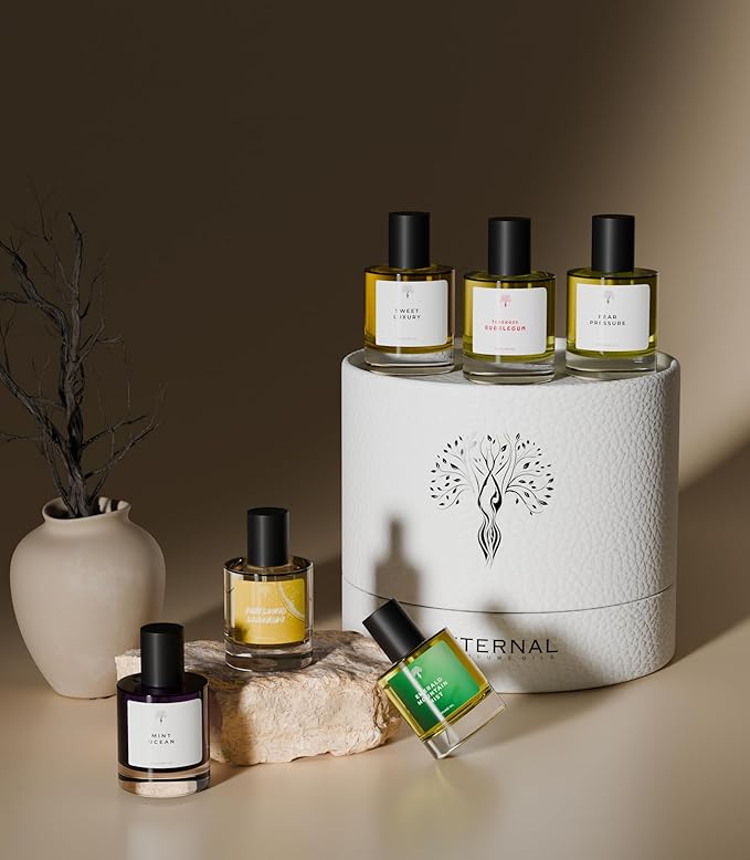 Unique Gift Set | 6 Pcs Exquisite Scents Inspired by Iconic Fragrances | Long-Lasting - Unisex Perfume Oils(Bubble Gum Pear Pressure,Sweet Luxury, Sunflower Lemonade,Emerland Mountain Mist,Mint Ocean)