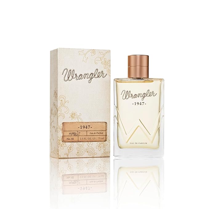 Wrangler 1947 Perfume by Tru Western, 2.5 fl oz, Jasmine, Denim, White Leather, and Amber Drops Scented Eau de Parfum