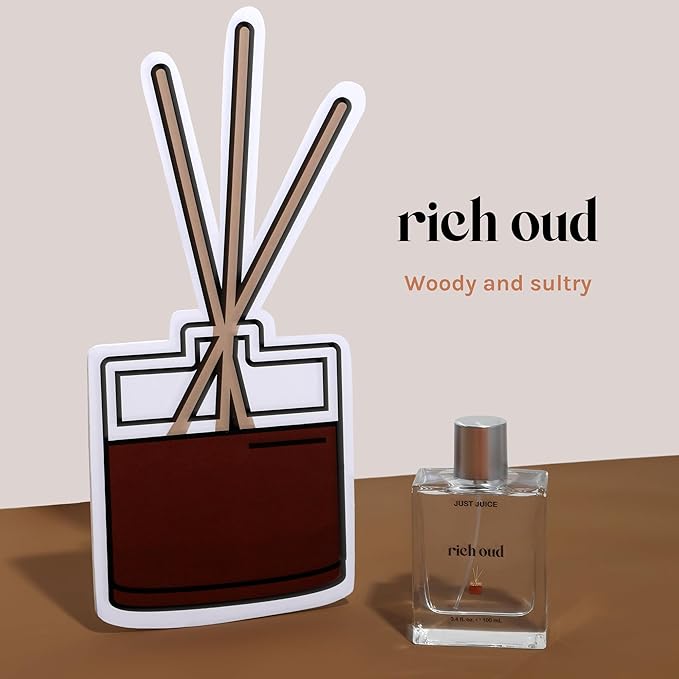 Just Juice Rich Oud - Oud Perfume for Women and Men - Bergamot, Saffron, and Amber Perfume - Rich and Woody Scent - 3.4 oz