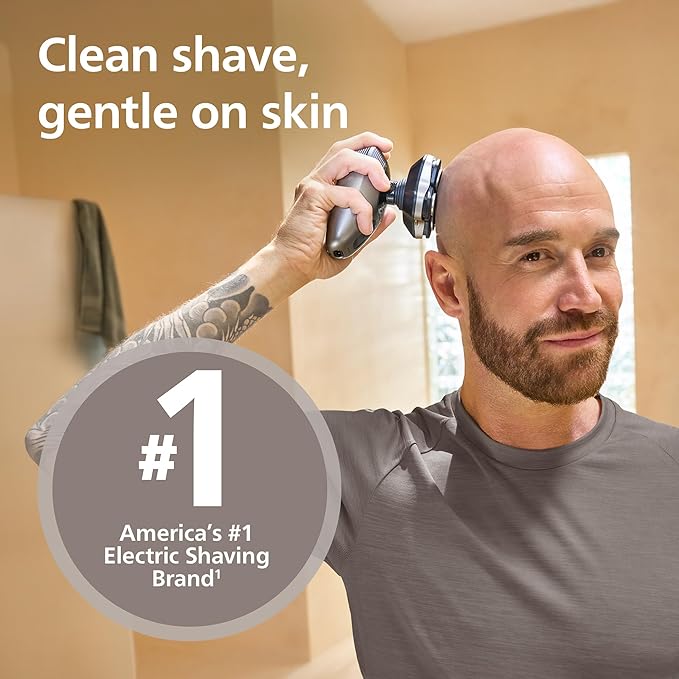 Philips Norelco Head Shaver Pro 9000 Series - Skull Shaver for Men and Women, 360° Flexing Head & ComfortCut Blades for Clean Shave, Gentle on Skin, Model HS9980/40