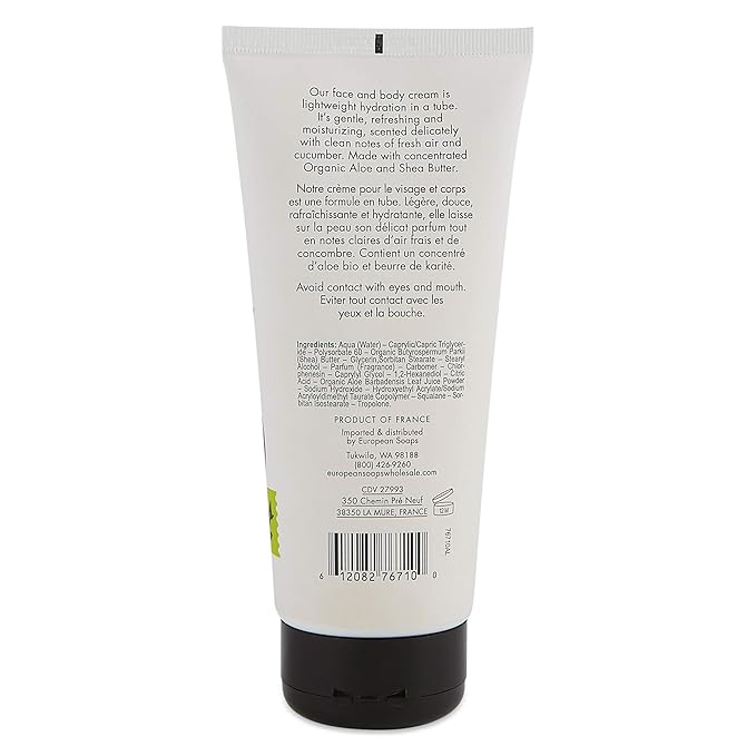 Organic Aloe Collection Hydrating Face and Body Cream (6.7oz), Fresh Cucumber Scent