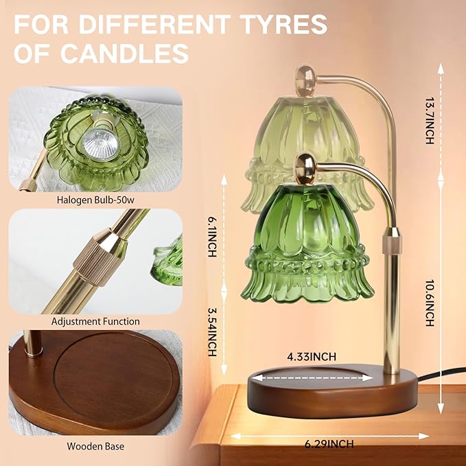 GEEZO Fragrance Candle Warmer Lamp，Electric Candle Warmer with Timer & Dimmer，Mom Christmas Birthday Gifts for Women, House Warming Gifts New Home Bedroom Decor