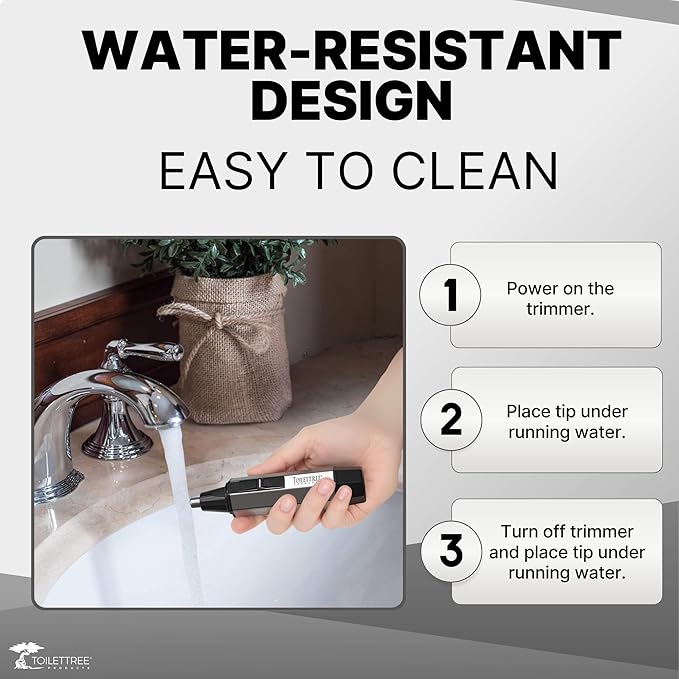 ToiletTree Products Nose Hair Trimmer with LED Light - Stainless Steel, Heavy-Duty Casing - Ear & Nose Hair Trimmer - Men's Grooming Trimmer for Beard, Eyebrows, and Ears