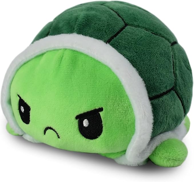 TeeTurtle - The Original Reversible Turtle Plushie - Green - Cute Sensory Fidget Stuffed Animals That Show Your Mood 4 inch