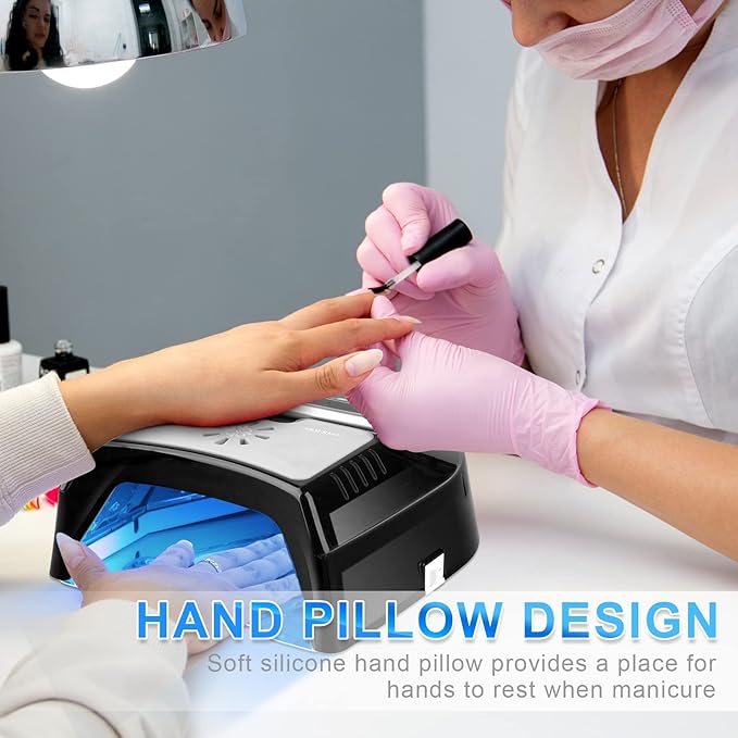 72W Professional UV Led Nail Lamp,Cordless Nail Curing Light for Gel Nails with Fan, IMENE Rechargeable Nail Dryer with Portable Handle Perfect for Salon Home Nail Art(Black)