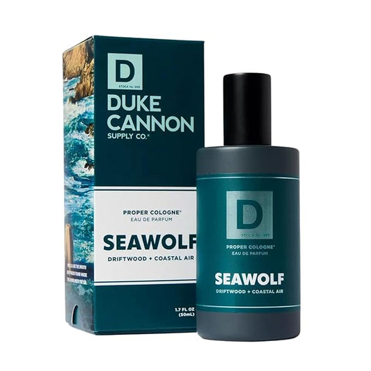 Duke Cannon Proper Cologne Seawolf | Men's Eau de Parfum | Driftwood and Coastal Air | Subtle, Fresh Long-Lasting Scent | 1.7 fl oz