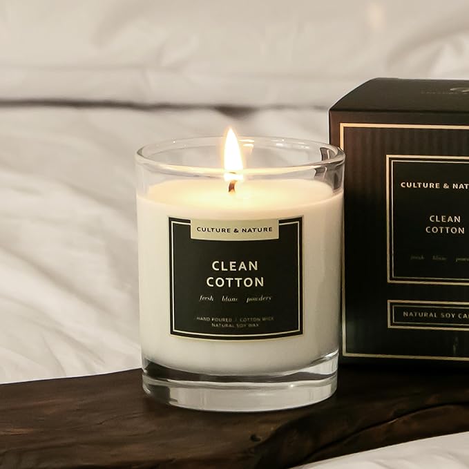 CULTURE & NATURE Natural Soy Wax Candle 7oz (Clean Cotton)