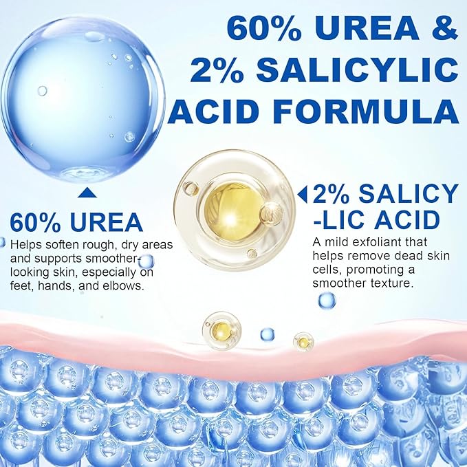 Urea Foot Cream, 60% Urea Cream for Maximum Strength Moisturizer Dry Foot, Fast Repairs Rough Skin, Nourish Cracking Heels, Callus Remover for Feet,1.41 Fl Oz