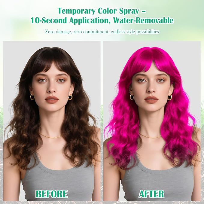 Temporary Hair Color Spray for Kids Women,One-Time Use Pink Hair Spray, Washable Temporary Hair Dye, Natural Hair Color Wax, Non-sticky Hair Spray for Cosplay, Party, Christmas, Halloween(Pink,4.06Oz)