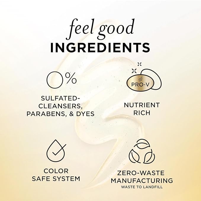 Pantene Sulfate Free Shampoo with Rice Water, Protects Natural Hair Growth, Volumizing, for Women, Nutrient Infused with Vitamin B5, Safe for Color Treated Hair, Pro-V Blends, 30.0 oz