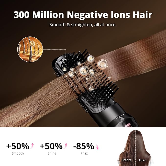 7-in-1 Air Wrap Hair Styler, Fast Drying Blow Dryer & Curling StylingTool, Hot Air Styler No Heat Damage, Hot Air Styler Wrap for Curling Volumizing Straightening Styling(Rose Pink)