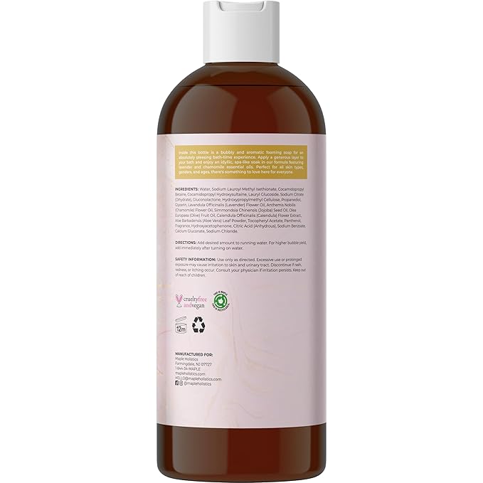 Luxurious Lavender Bubble Bath for Women - Sulfate Free Lavender Vanilla Bath Bubbles for Women Relaxing Bath Foam with Chamomile Calendula and Sage - Aromatherapy Bubble Bath Foaming Bath Oil for tub