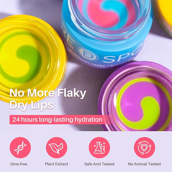 Lip Mask, Overnight Lip Sleeping Mask, Lip Moisturizer for Dry Cracked Lips Care, Dual-Color Korean Lips Balm with Vitamin C and Shea Butter for Nourishing and Softening Lips - Lemon Mint