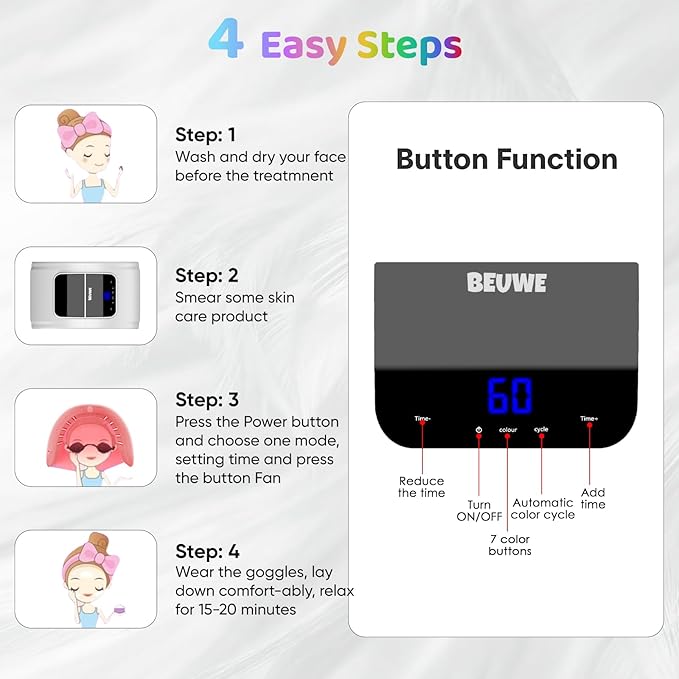 Red-Light-Therapy-for-Face，Led Face Mask Light Therapy Red & Blue Rejuvenation Tool SPA Equipment Led Neck Body Hand Mask for Skincare at Home