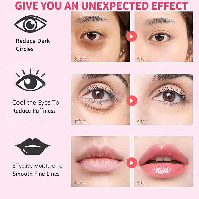 30 Pairs Lip Mask Under Eye Masks Patches, Crystal Collagen Hydrating Moisturizing Smoothing Lips Gel Pads for Puffy Eyes Bags,Dark Circles,Puffiness,Fine Lines,Wrinkles,Anti-Aging Aloe Vera