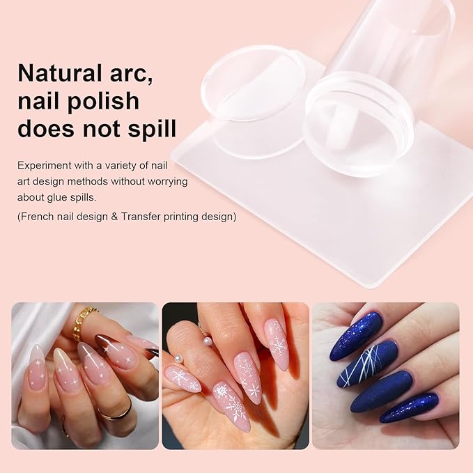 14PCS Nail Art Stamper Clear Silicone Nails Stamping Jelly with Scraper Transparent Visible Body DIY Manicure Nail Art Tool P