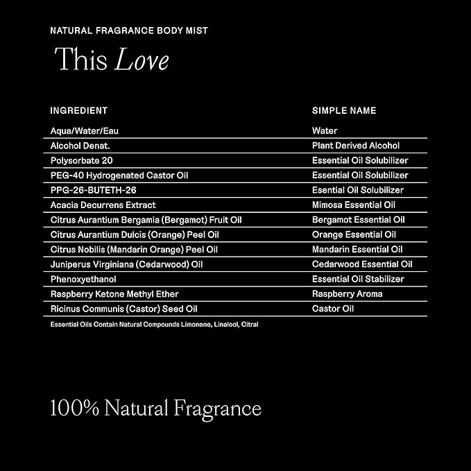 Each & Every Hair and Body Mist for Women and Men - 100% Natural Fragrance Body Spray for Women - Vegan & Cruelty-Free - This Love Scent (Rose & Vanilla)