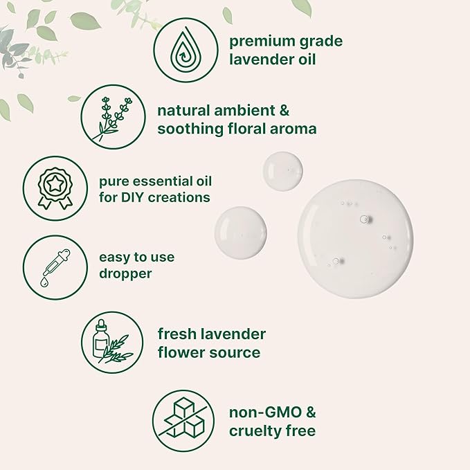 Pure Lavender Essential Oil, 8 fl oz | Premium Grade Liquid Drops | DIY for Natural Aromatherapy, Soap, Lotion, Diffuser, Candles, Body & Scalp Massages | Soothing Floral Aroma | Cruelty Free