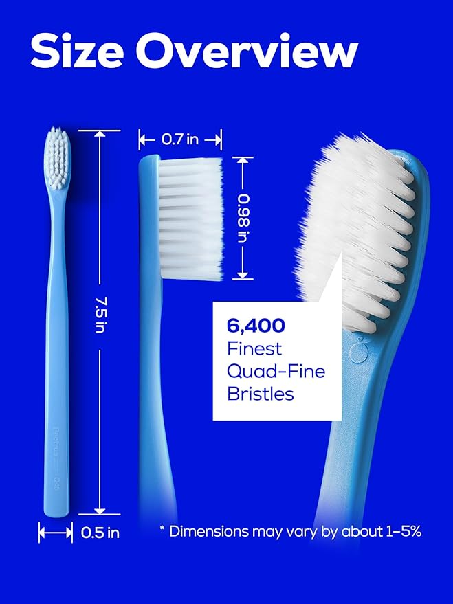 Soft Toothbrush Pack, 10 Count, Advanced Quad-fine Bristles Technology, Tapered Bristles for Sensitive Teeth, Gums & Deep Plaque Removal, Self Flossing Manual Toothbrushes, Assorted Colors
