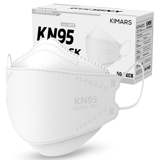 KN95 Face Masks 50 Pack, Breathable Comfortable and Disposable KN95 Mask, White