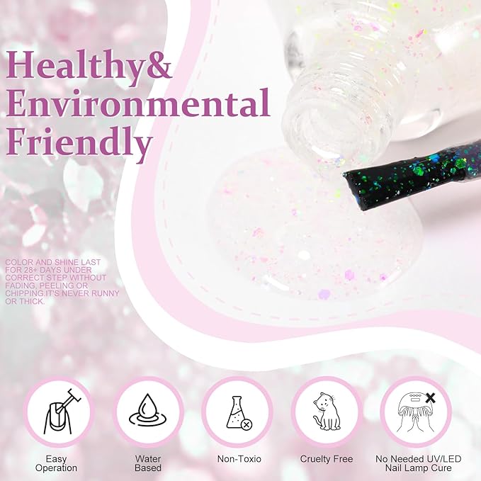 Major Dijit Quick Dry Nail Polish Clear Colorful Summer Nail Lacquer for Nail Art Cruelty-Free Regular Nail Polish 0.41 fl oz.