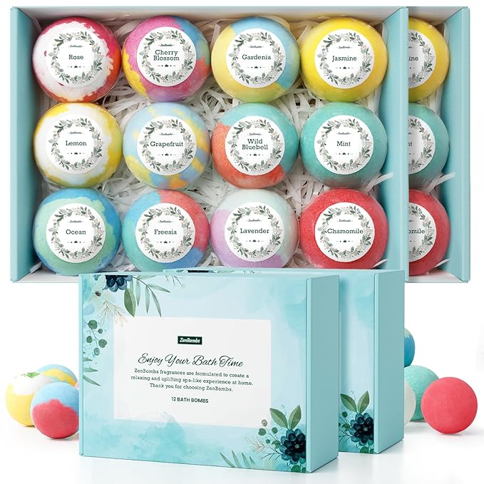 Bath Bombs for Women, 24pcs Handmade Natural Bath Bomb, Stocking Stuffers, Bath Bomb with Shea Butter, Mothers Day Presents for Mom, Amazing Present for Her, Wife, Girlfriend, Mother(2 Sets)