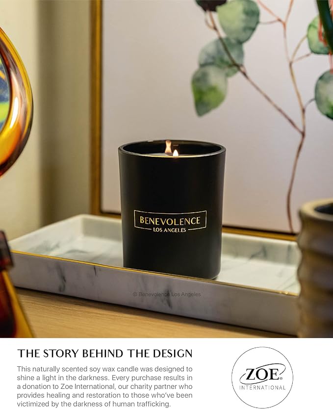 Benevolence LA Clearance Candles Bergamot & Jasmine Christmas Scented Candles | Soy Black Holiday Candle for Home | Gifts for Women and Men | Home Fragrance | Aromatherapy | 6oz