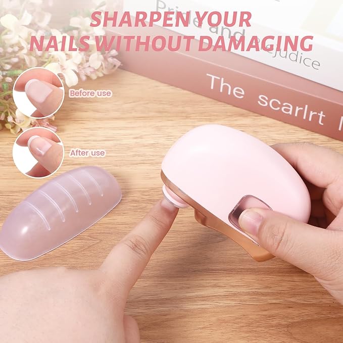 3 in 1 Electric Nail Clipper for Seniors, Baby Nail Trimmer Electric Automatic Trimmer, Safe Electric Toenail Clippers Nail File Tools for Adult, Manicure Kit Grinder with Polishing(Pink)
