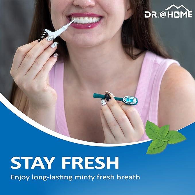 Disposable Travel Toothbrush on The go, Oral Care Set, Prepasted Mini Toothbrush 5 in 1 (Mint Paste+ Soft Bristles+Flosser+Pick+Tongue Scraper) | Individually Wrapped 24 Count - 1 Pack