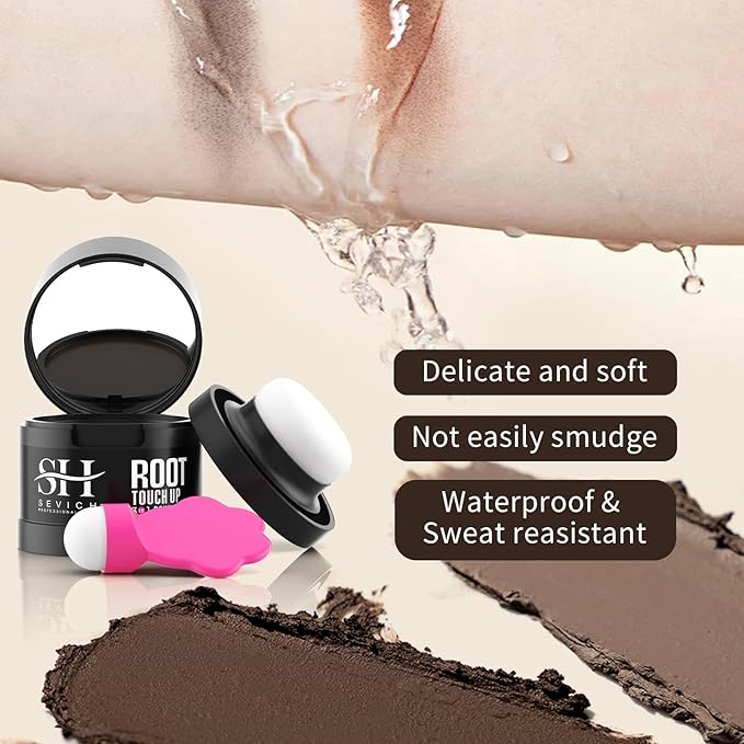 Sevich Hairline Powder 2.0, Instantly Conceals Hair Loss, Root Touch up Powder, Hair Shadow Toppers for Women & Men Thinning Gray Hair, Windproof & Sweatproof, 48H Makeup Lasting, Dark Brown