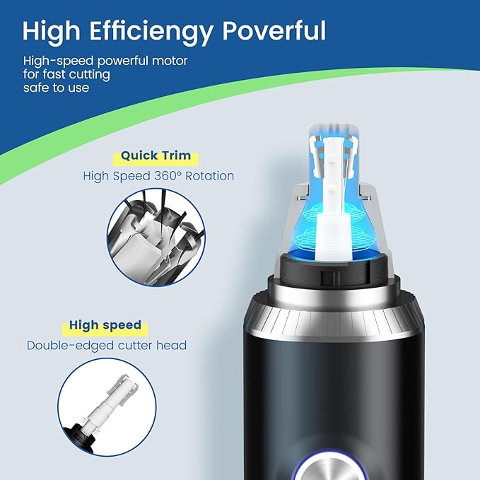 Ear and Nose Hair Trimmer for Men, 2025 Professional Painless USB Rechargeable Eyebrow & Facial Hair Trimmer, 13,000 RPM Precision Tool with Powerful Motor and Dual-Edge Blades, IPX7 Waterproof