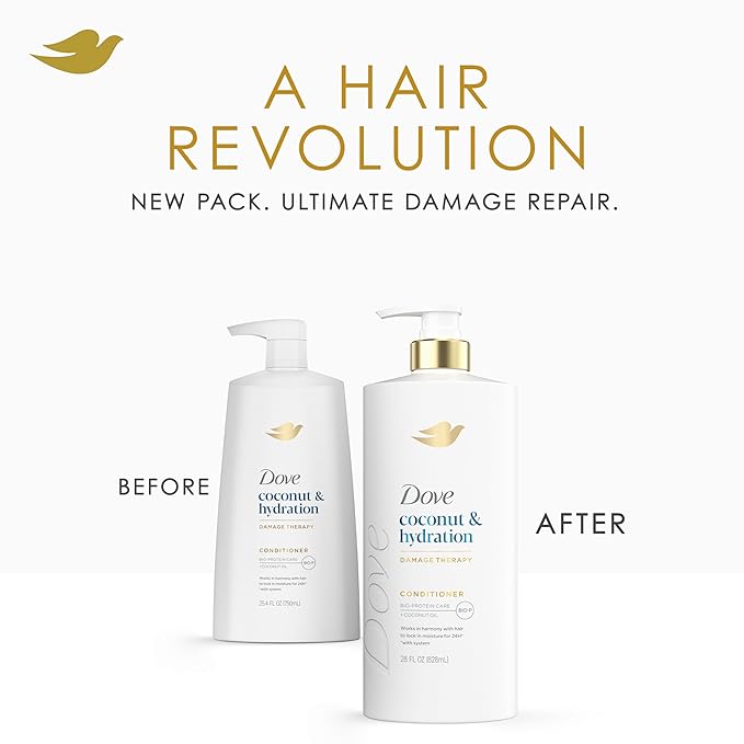 Dove Conditioner Coconut & Hydration for Dry Hair with Bio-Protein Care Technology and Coconut Oil 28 Fl Oz