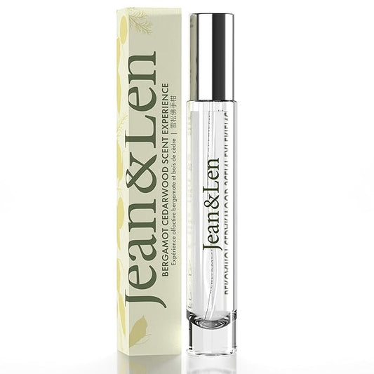 Jean & Len Scent Experience Cedarwood & Bergamot, eau de toilette with bergamot & cedarwood fragrance, practical mini perfume, ideal for on the go, minimalistic glass flacon, 0.34 Fl. Oz.
