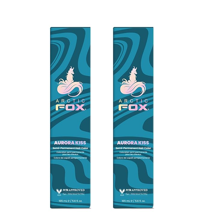 Arctic Fox Semi-Permanent Hair Dye, Aurora Kiss Blue, Vegan & Cruelty-Free, Ammonia-Free, Conditioning Formula, Vibrant Color for All Hair Types, 5.6 Fl Oz (Pack of 2)