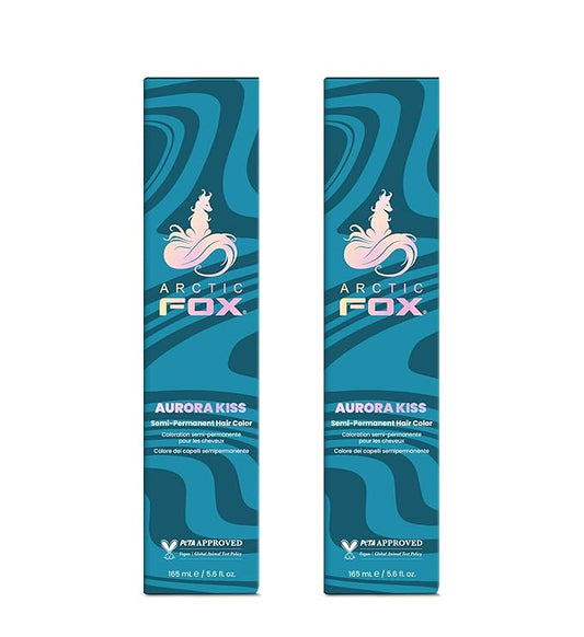 Arctic Fox Semi-Permanent Hair Dye, Aurora Kiss Blue, Vegan & Cruelty-Free, Ammonia-Free, Conditioning Formula, Vibrant Color for All Hair Types, 5.6 Fl Oz (Pack of 2)