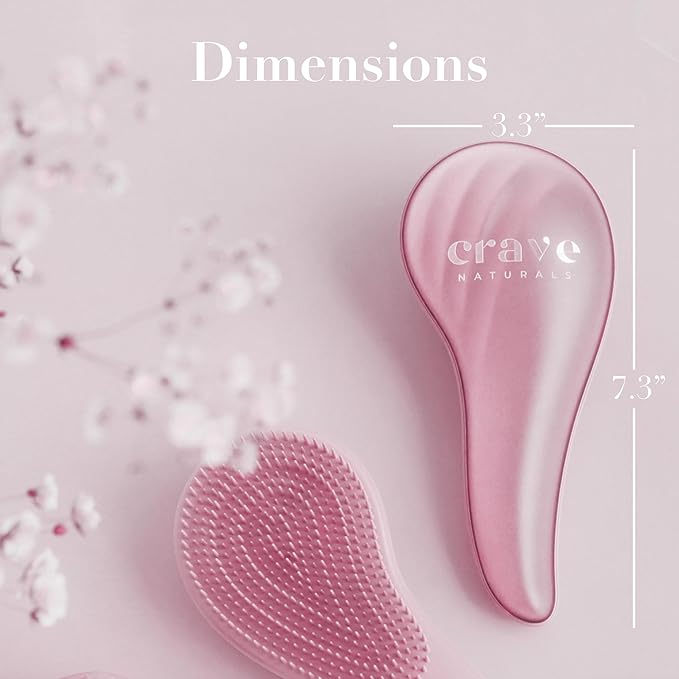 Crave Naturals Detangling Hair Brush Large Pink – Glide Thru Hair Detangler Brush for Women, Kids & Toddlers – Gentle Scalp Care, No-Pain Tangle-Free Hairbrush for All Hair Types