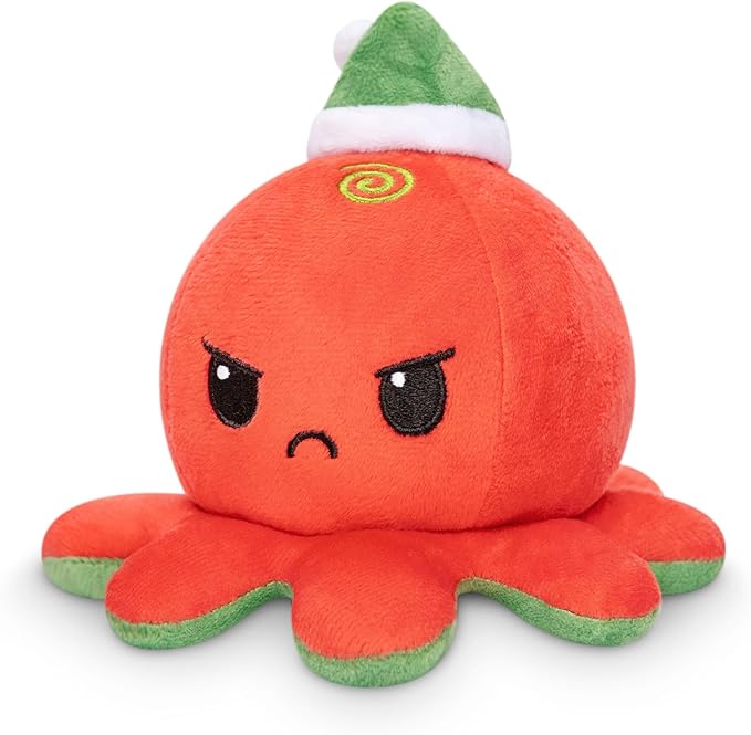 TeeTurtle - The Original Reversible Octopus Plushie - Naughty + Nice - Cute Sensory Fidget Stuffed Animals That Show Your Mood - Perfect gift for the Holidays!