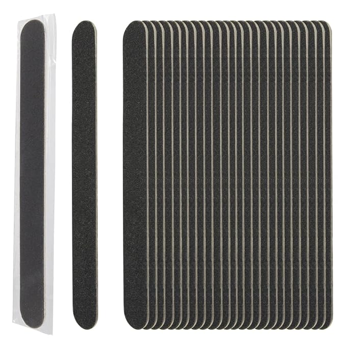 ForPro Professional Collection Wood Nail File, Black, 180/180 Grit, Double-Sided Manicure & Pedicure Nail Files, 7” L x .75“ W, Individually-Wrapped, 100-Count