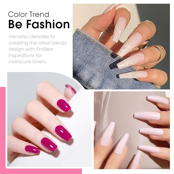 VENALISA Pink Gel Nail Polish Set of 6 Colors Milky White Hot Pink Gel Polish Kit Soak Off UV Gel Salon Nail Art DIY at Home Manicure