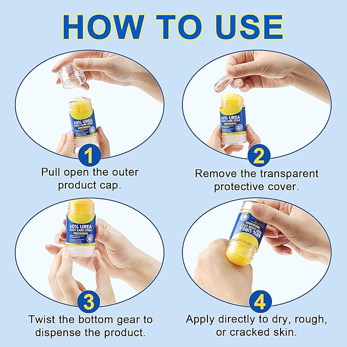 60% Urea Cream Stick with 2% Salicylic Acid, Maximum Strength Urea Foot Cream Moisturizer, for Dry Cracked Heels, Knees, Elbows, Hands, Hydrates Dry Skin & Gently Exfoliates Dead Skin (2PCS)