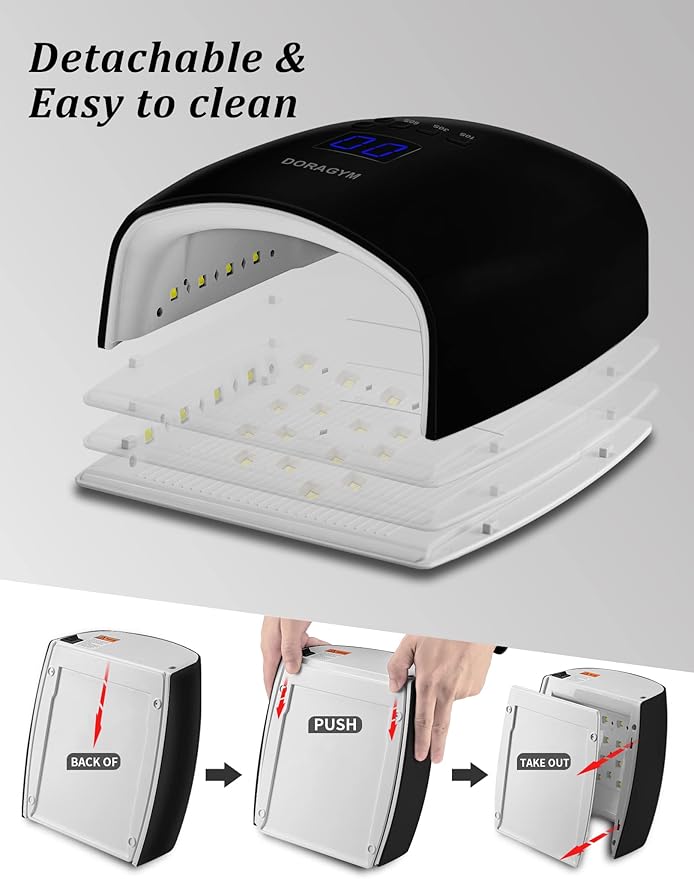 UV LED Nail Lamp, Cordless Gel Polish Dryer for Professional Gel Manicures - Black